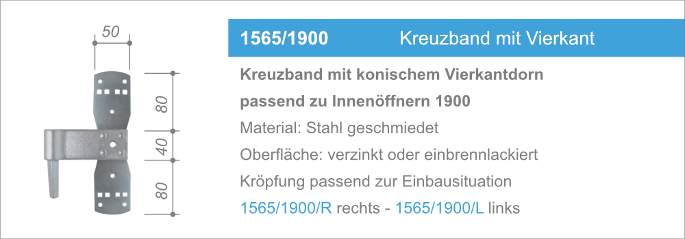 1565/1900 Kreuzband mit Vierkant